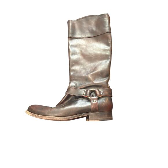 Frye Brown Zip Up Melissa Button Leather Harness Equestrian Riding Boots Size 9 - Picture 2 of 9